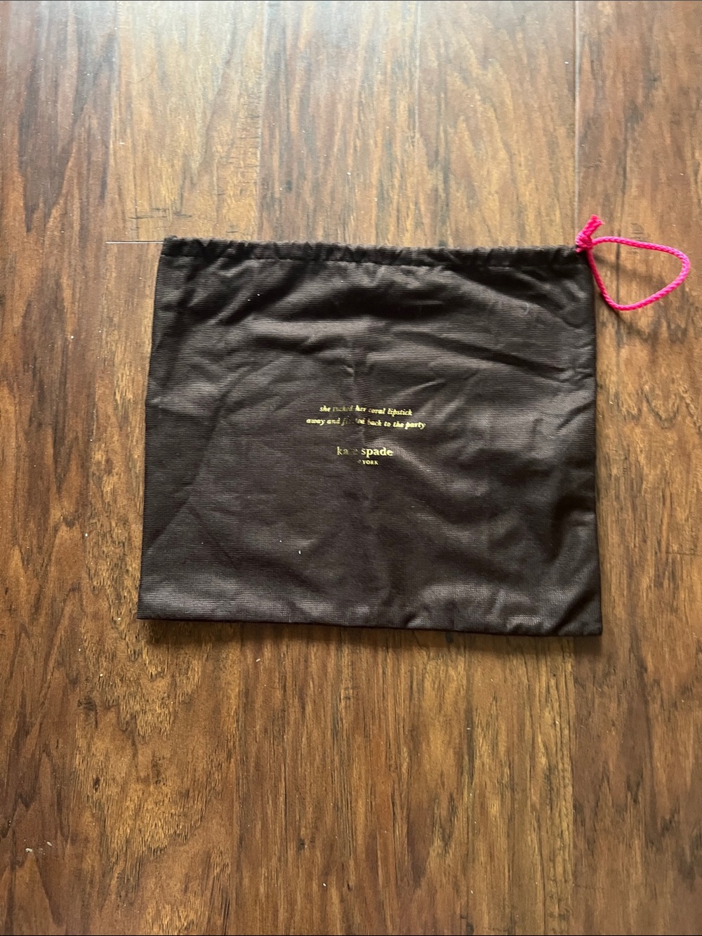 kate spade Brown Drawstring Pouch/Dust Bag with Pink Cord